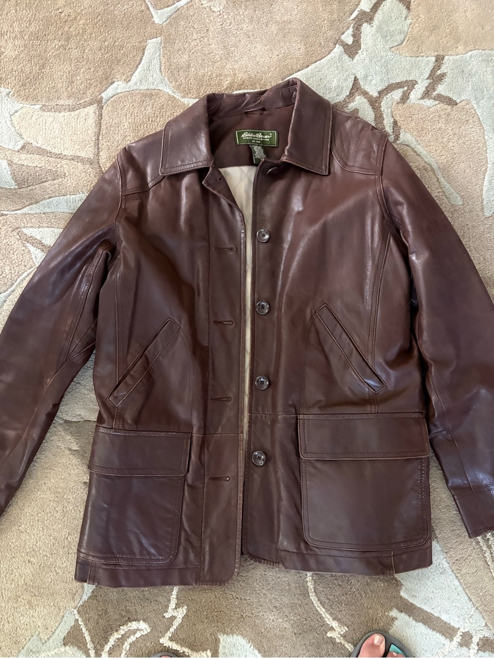 Women’s Eddie Bauer Brown Leather Bomber-Style Jacket